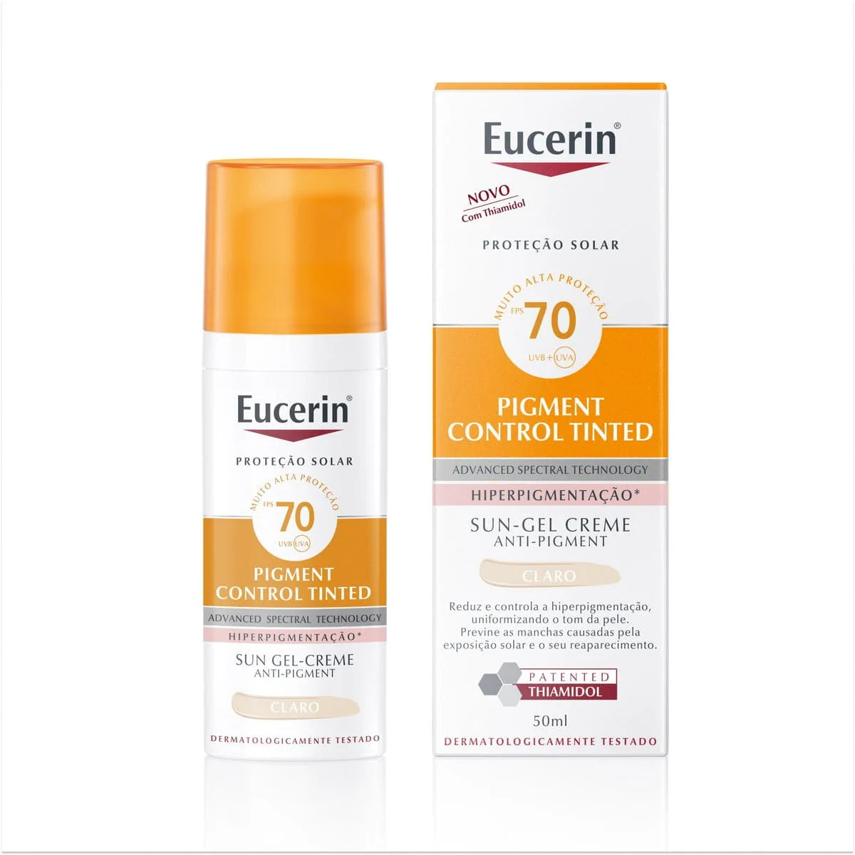 Protetor Solar Eucerin Sun Pigment Control Gel Creme FPS 70 Claro 50ml