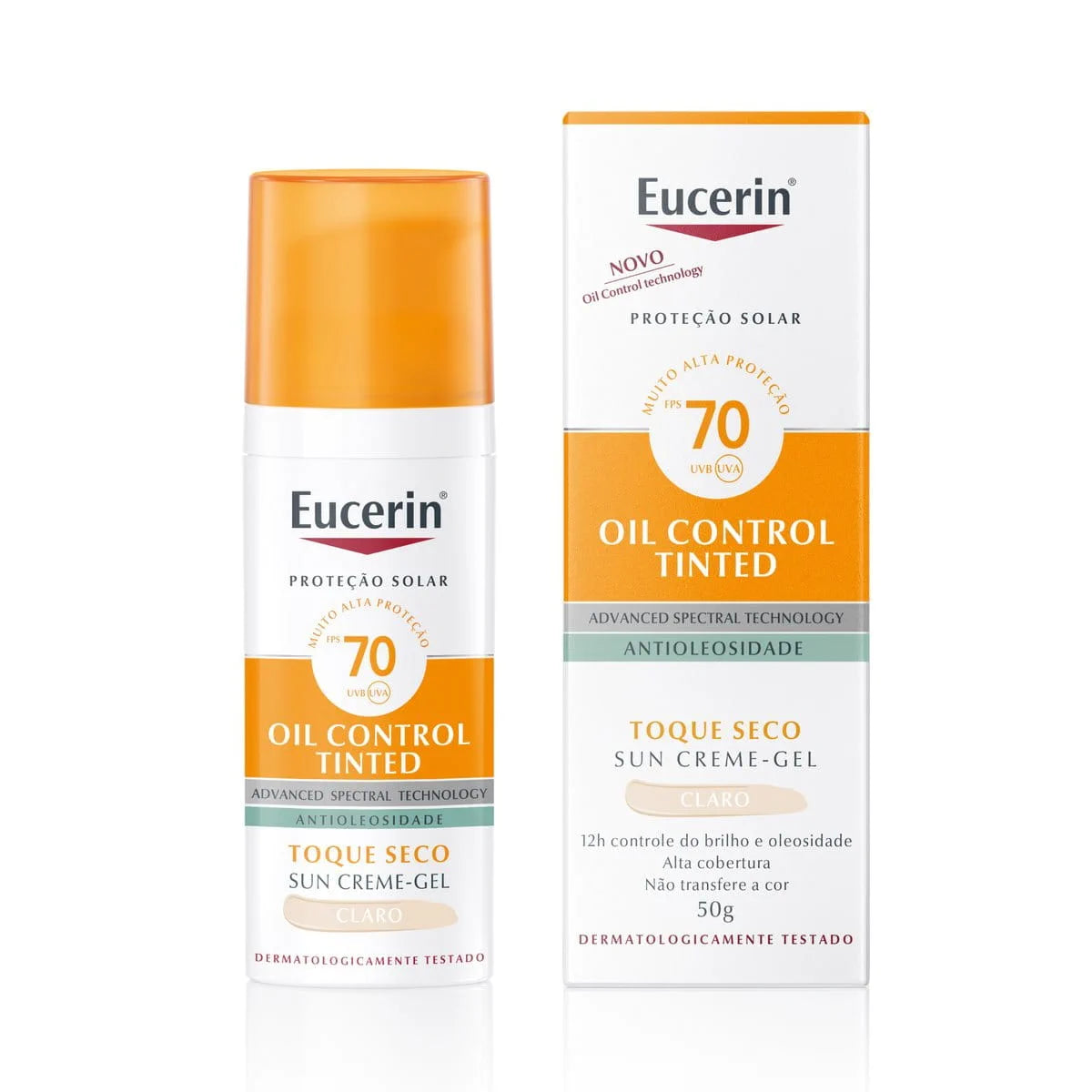 Protetor Solar Eucerin Oil Control Gel Creme Tinted FPS 70 50ml