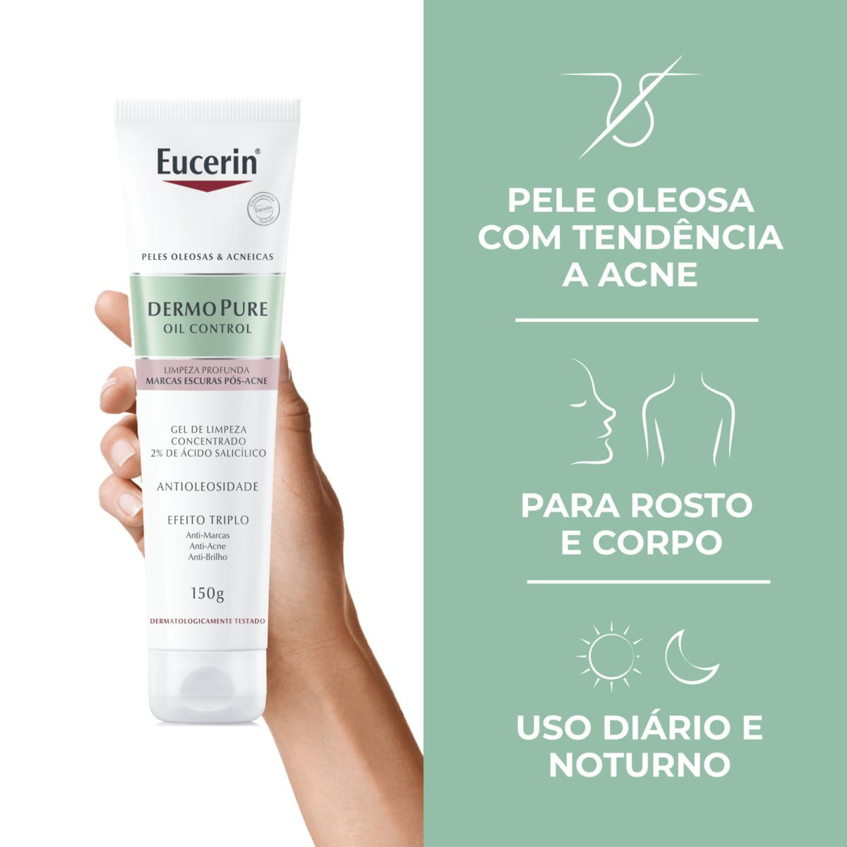 Gel de Limpeza Eucerin Dermo Pure 150g – acne com Ácido Salicílico
