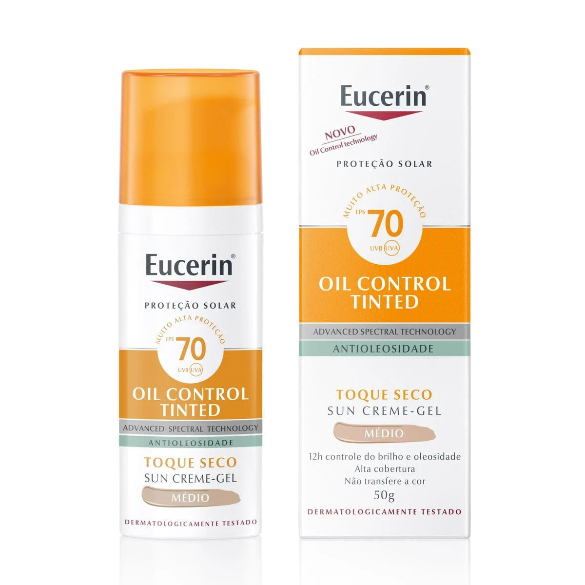 Protetor Solar Eucerin Oil Control Gel Creme Tinted FPS 70 50ml