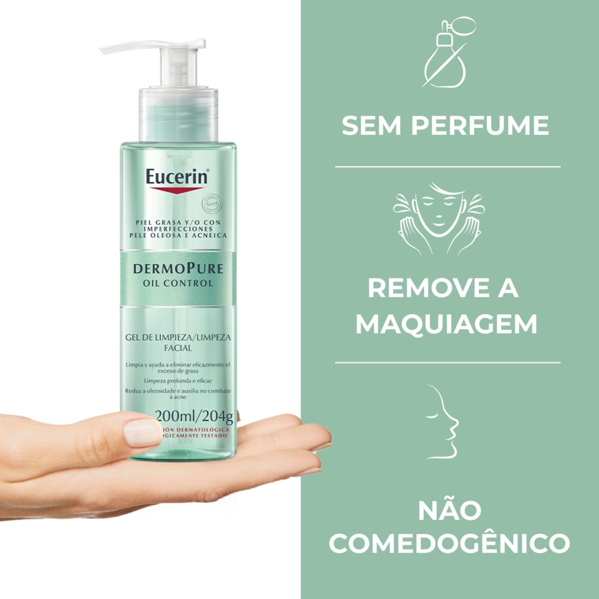 Gel de Limpeza Eucerin Dermo Pure 200ml – controle de oleosidade