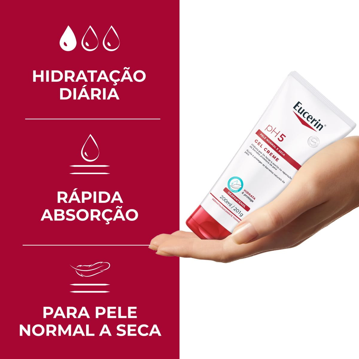 Gel Creme Hidratante Eucerin pH5 200ml – hidratação 24h pele sensível